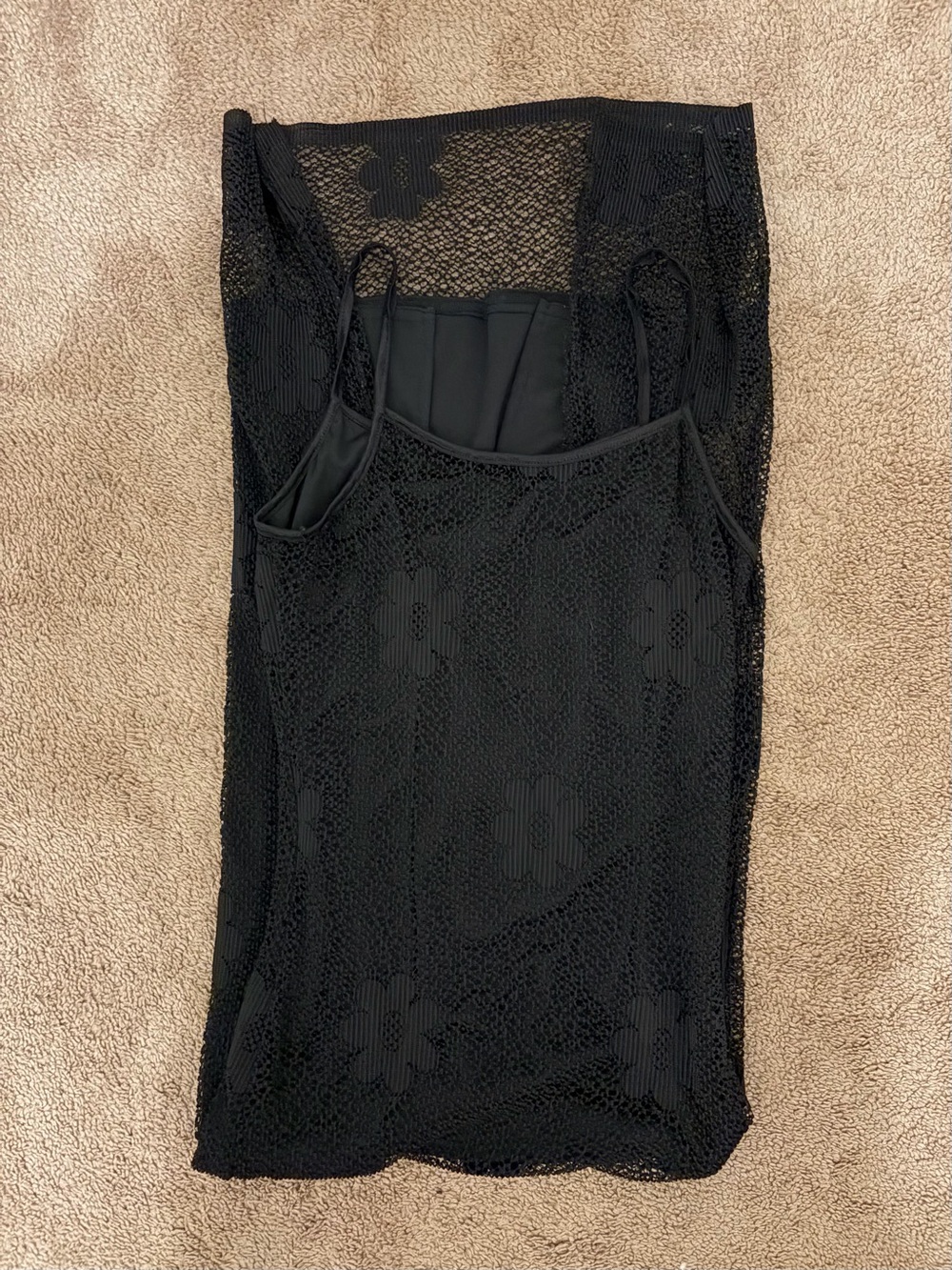 Black Lace Maxi Dress with Floral Overlay